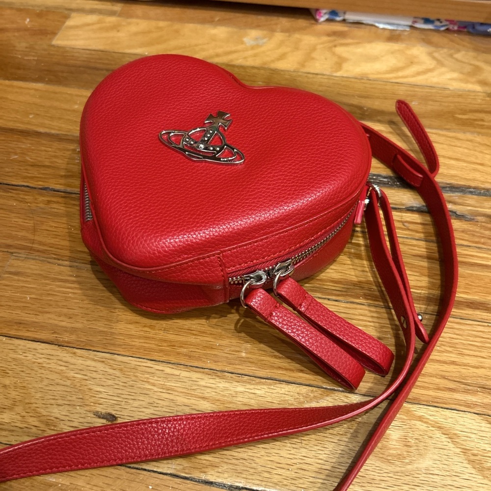 Red Vivienne Westwood heart crossbody bag